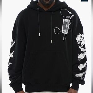 OFF-WHITE PRINTED HOODIE WITH PATCH POCKET XXL new without tags